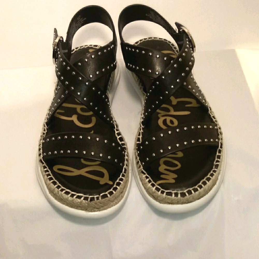 SAM EDELMAN JANETTE STUDDED SANDALS BLACK SIZE 5